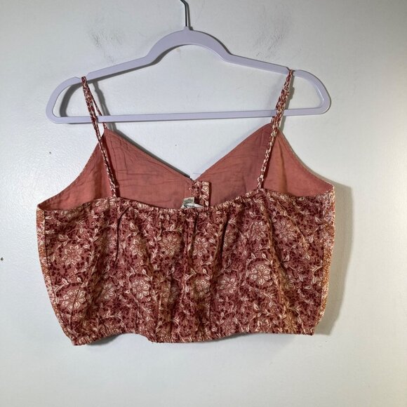 Womens American Eagle V Neck Boho Crop Top Mieux Ensemble L NWT Cotton Linen - Picture 2 of 9